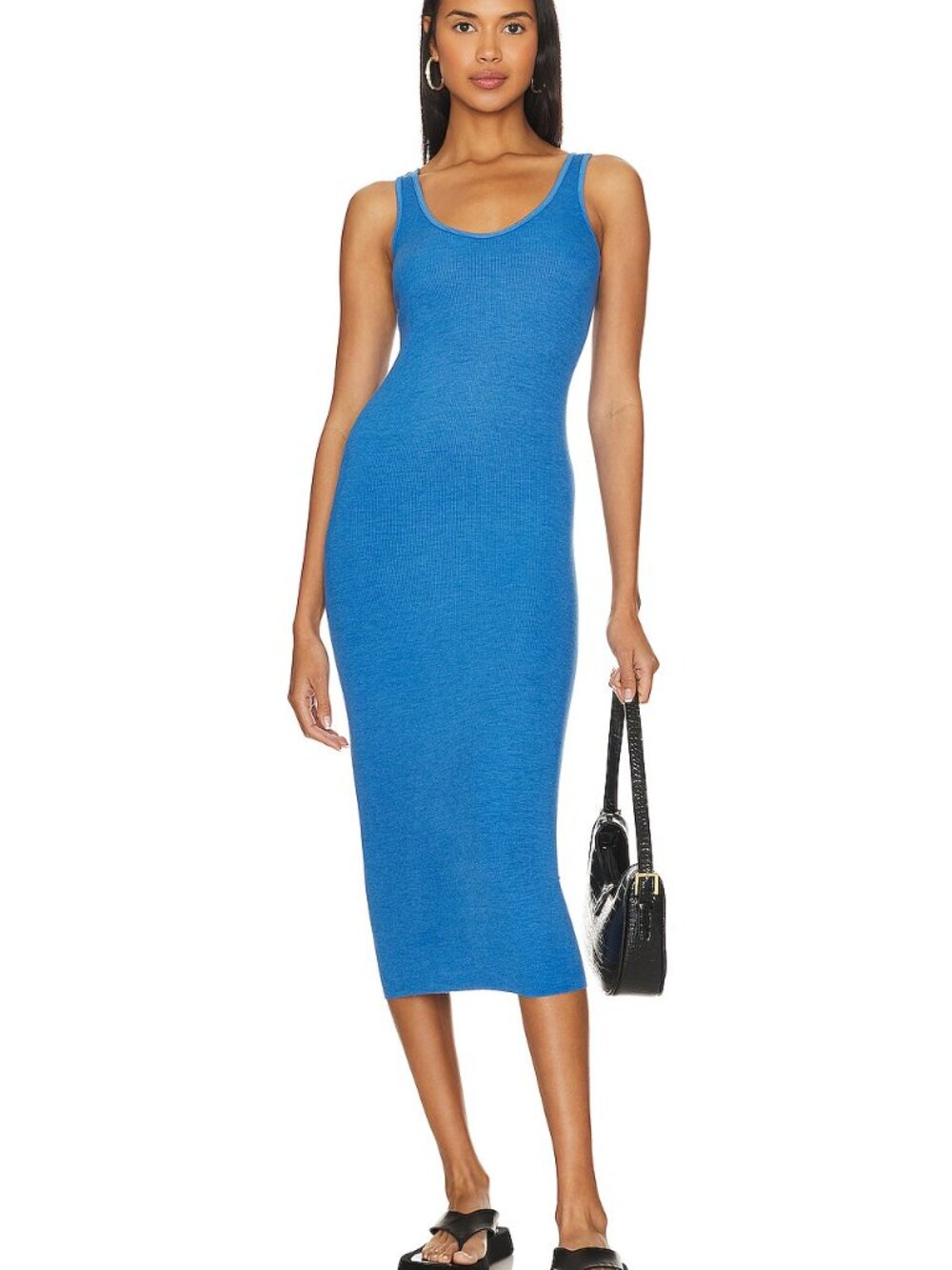 NWOT Enza Costa Silk Rib Tank Midi Dress Pool Blue S